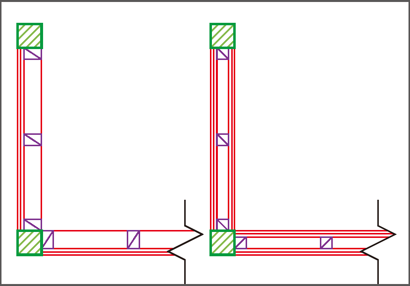 間柱付きの片面大壁／両面真壁