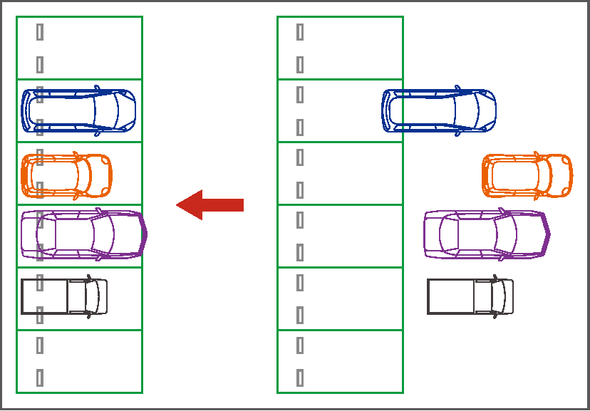 複数の車を整列させる